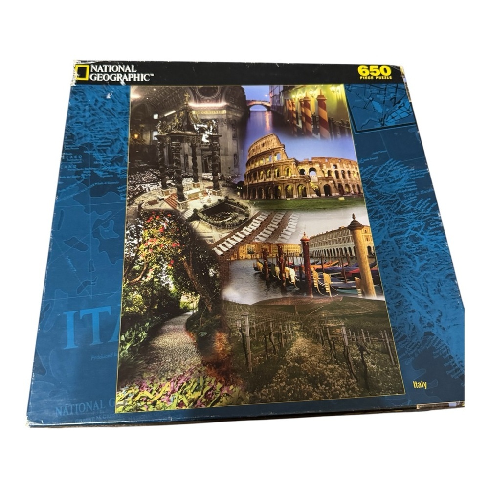 National Geographic Puzzle Box with Blue and Yellow Accent